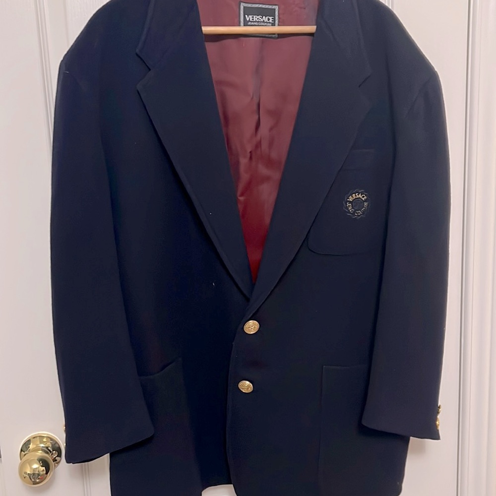 Vintage Versace Jeans Couture Navy Men Coat Blazer size 40